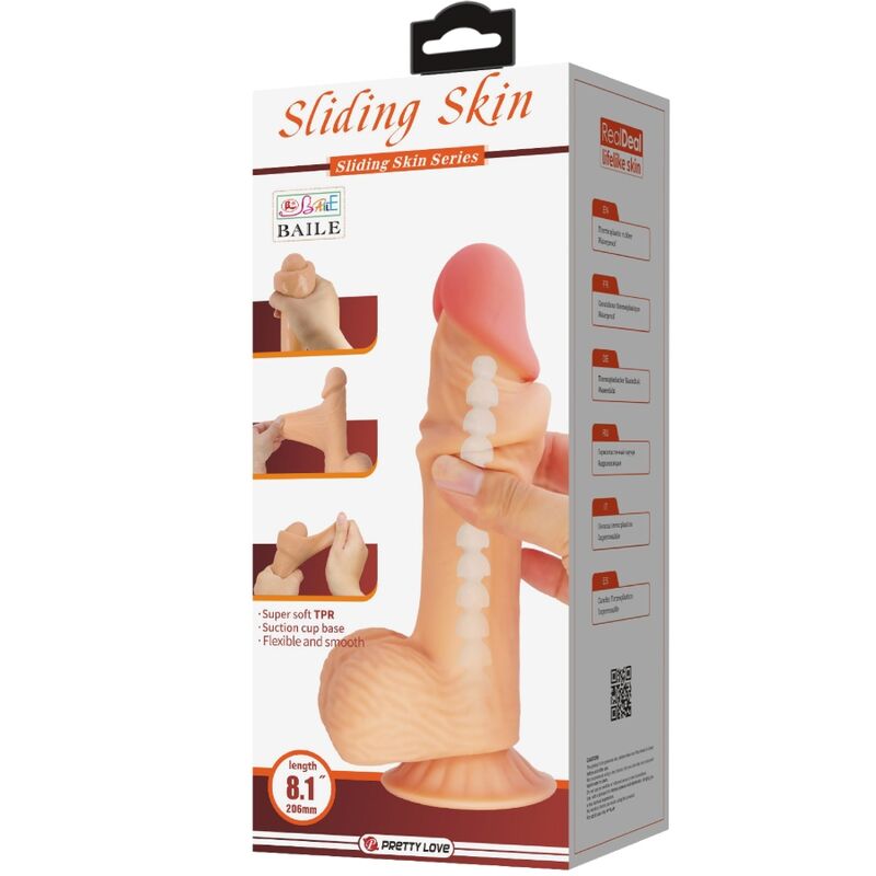 PRETTY LOVE - SÉRIE SLIDING SKIN GODE RÉALISTE AVEC VENTOUSE SLIDING SKIN 20,6 CM PRETTY LOVE HIGH GRADE