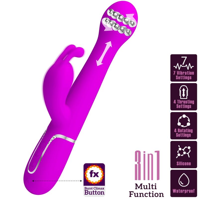 PRETTY LOVE - VIBRATEUR DEJON RABBIT 3 EN 1 MULTIFONCTION VIOLET PRETTY LOVE FLIRTATION
