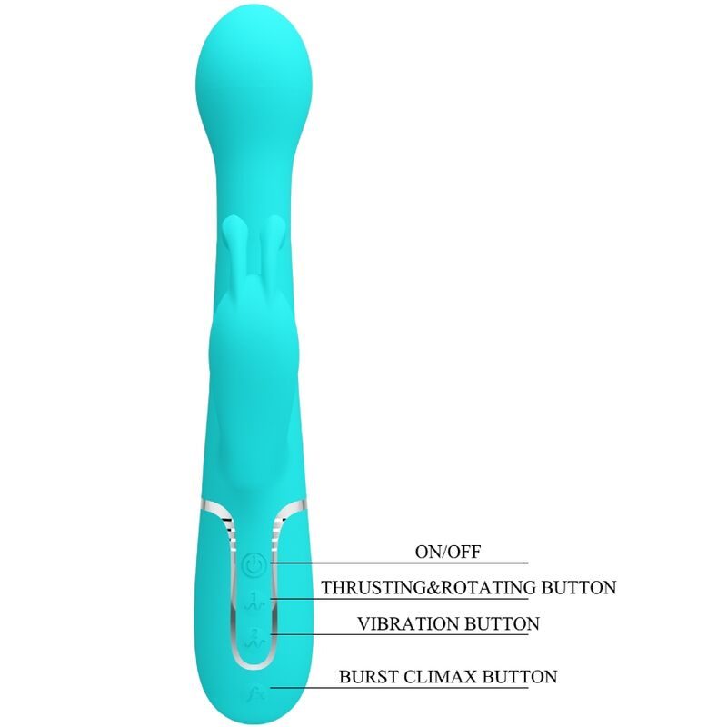 PRETTY LOVE - VIBRATEUR DEJON RABBIT 3 EN 1 MULTIFONCTION VERT AQUA PRETTY LOVE FLIRTATION