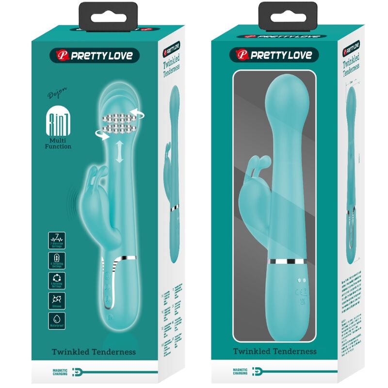 PRETTY LOVE - VIBRATEUR DEJON RABBIT 3 EN 1 MULTIFONCTION VERT AQUA PRETTY LOVE FLIRTATION