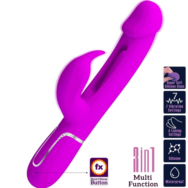 PRETTY LOVE - VIBRATEUR DEJON RABBIT 3 EN 1 MULTIFONCTION  FUCSIA PRETTY LOVE FLIRTATION
