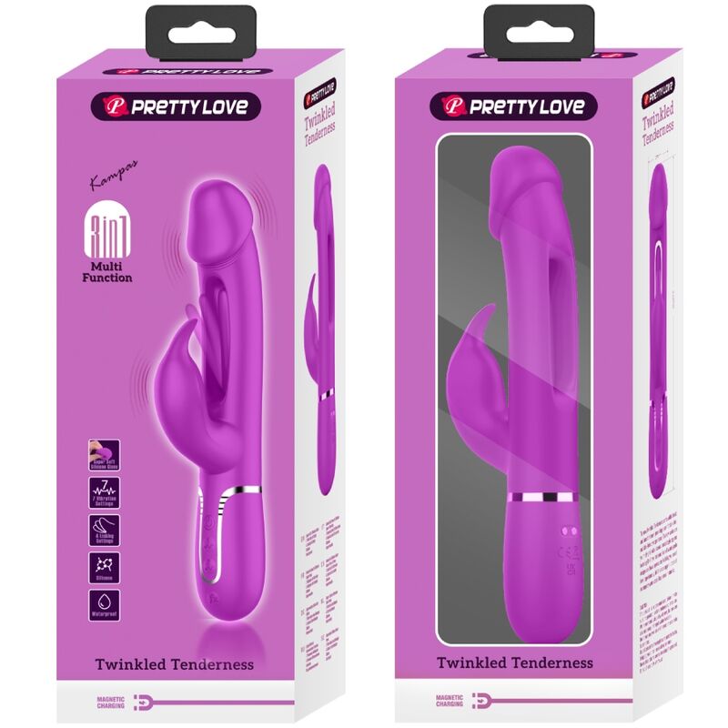 PRETTY LOVE - VIBRATEUR DEJON RABBIT 3 EN 1 MULTIFONCTION  FUCSIA PRETTY LOVE FLIRTATION