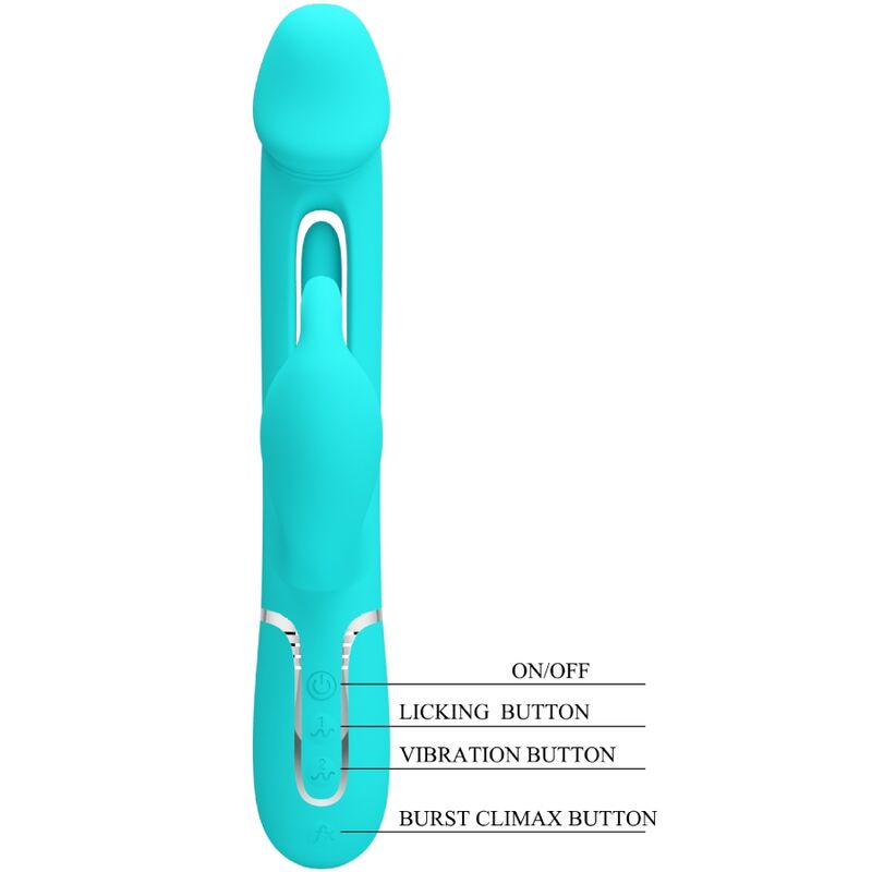 PRETTY LOVE - VIBRATEUR DEJON RABBIT 3 EN 1 MULTIFONCTION VERT AQUA PRETTY LOVE FLIRTATION