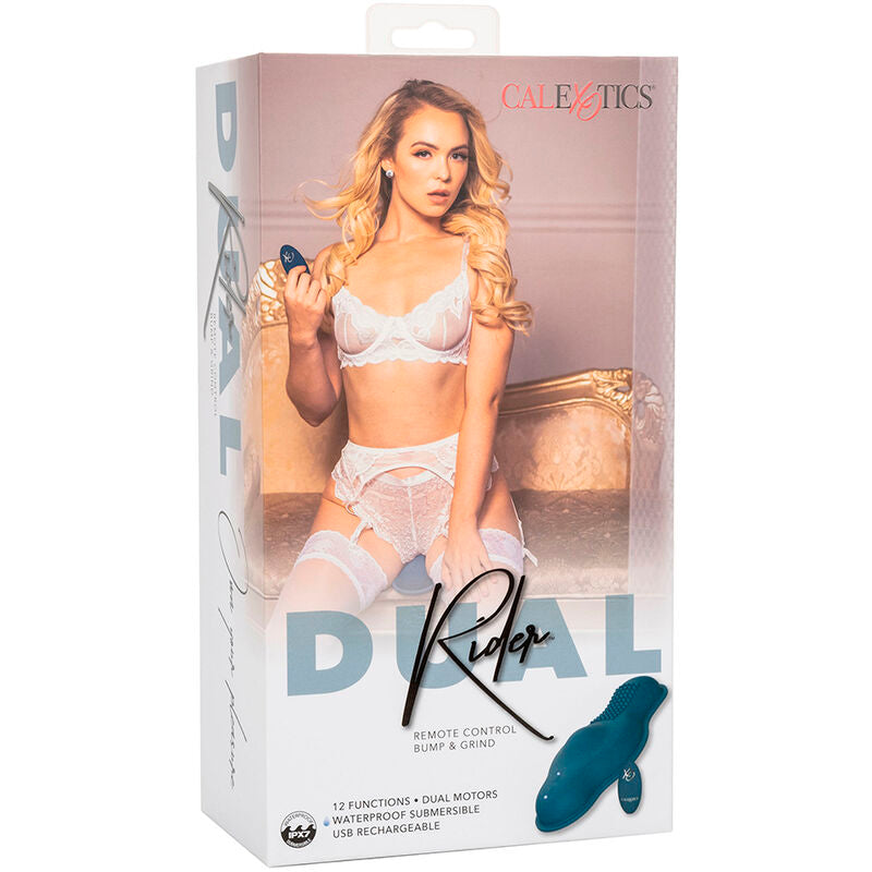 CALEXOTICS - RIDER MASSAGER DOUBLE MOTEUR TÉLÉCOMMANDE BLEU CALEXOTICS