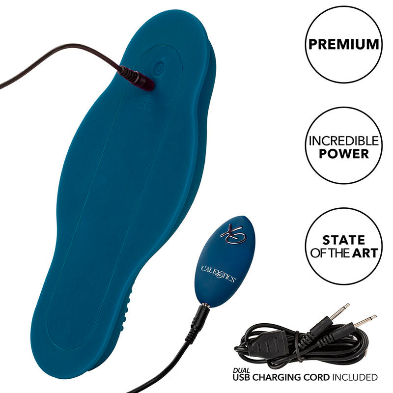CALEXOTICS - RIDER MASSAGER DOUBLE MOTEUR TÉLÉCOMMANDE BLEU CALEXOTICS