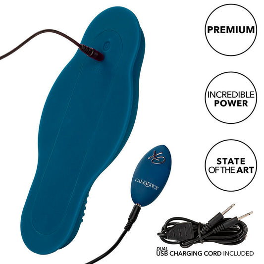 CALEXOTICS - RIDER MASSAGER DOUBLE MOTEUR TÉLÉCOMMANDE BLEU CALEXOTICS