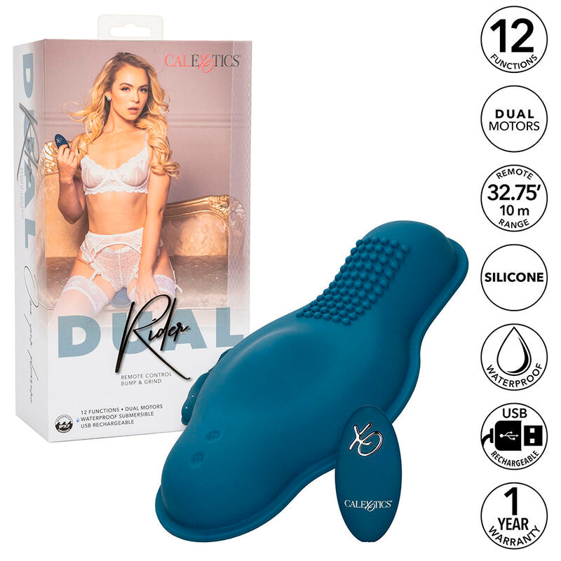 CALEXOTICS - RIDER MASSAGER DOUBLE MOTEUR TÉLÉCOMMANDE BLEU CALEXOTICS