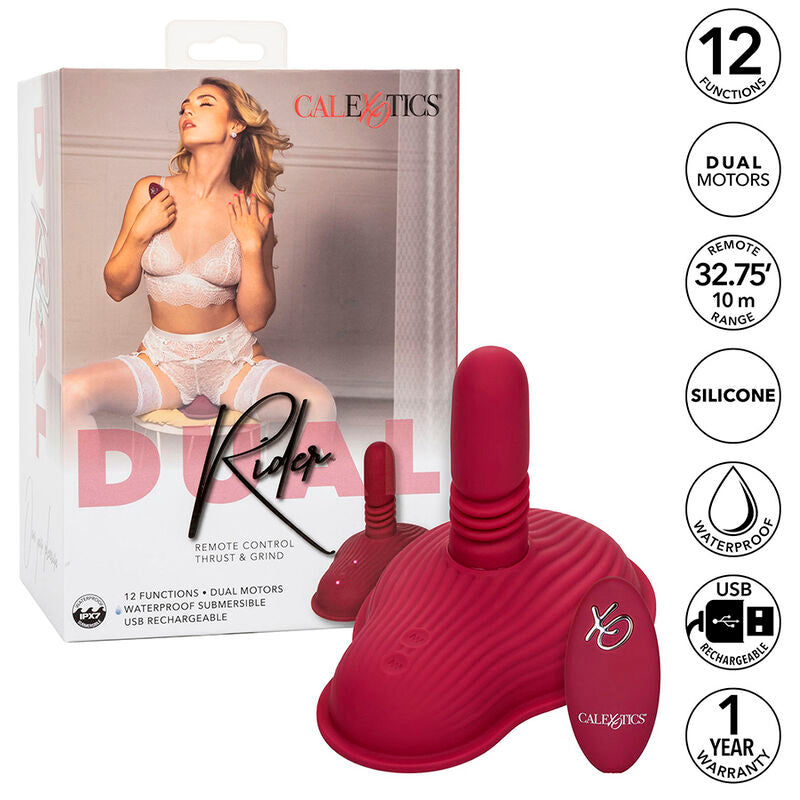 CALEXOTICS - RIDER MASSAGER DOUBLE MOTEUR TÉLÉCOMMANDE ROUGE CALEXOTICS