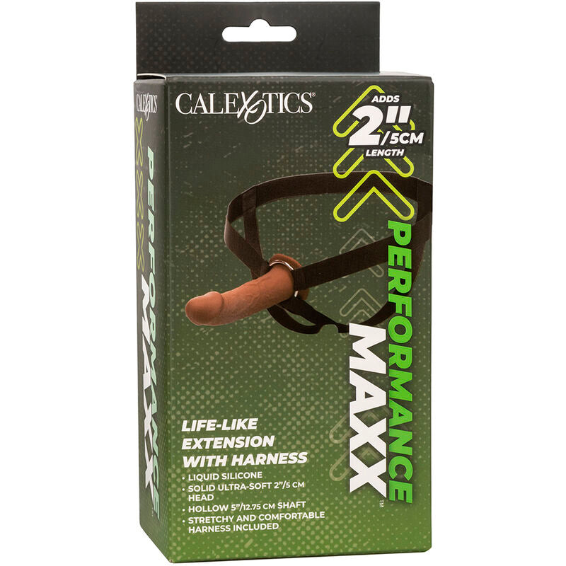 CALEXOTICS - EXTENSION PERFORMANCE MAXX RÉALISTE AVEC HARNAIS PEAU MARRON CALEXOTICS