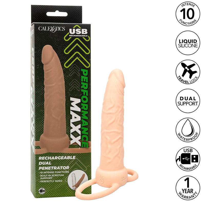 CALEXOTICS - PERFORMANCE MAXX RECHARGEABLE DOUBLE PÉNÉTRATEUR PEAU CLAIRE CALEXOTICS