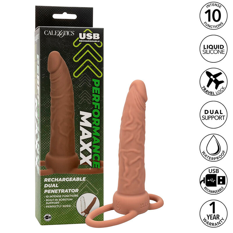 CALEXOTICS - PERFORMANCE MAXX RECHARGEABLE DOUBLE PÉNÉTRATEUR PEAU BRUN CALEXOTICS