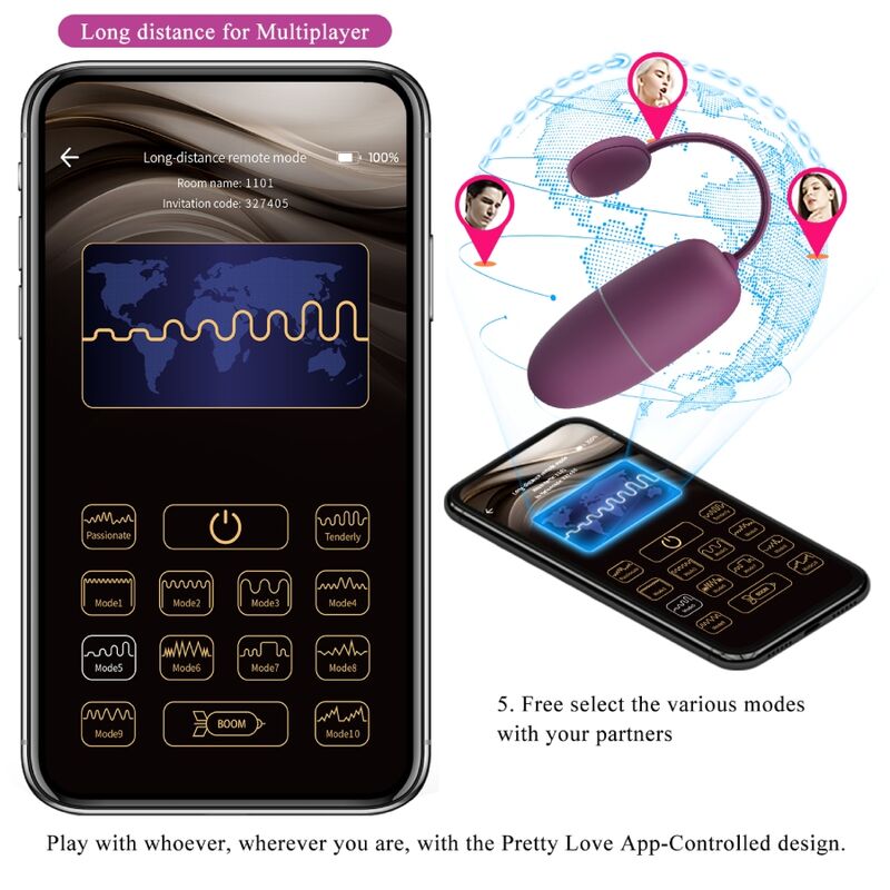 PRETTY LOVE - NYMPH OEUF VIBRANT CONTRÔLÉ PAR APPLICATION LILA PRETTY LOVE BOTTOM