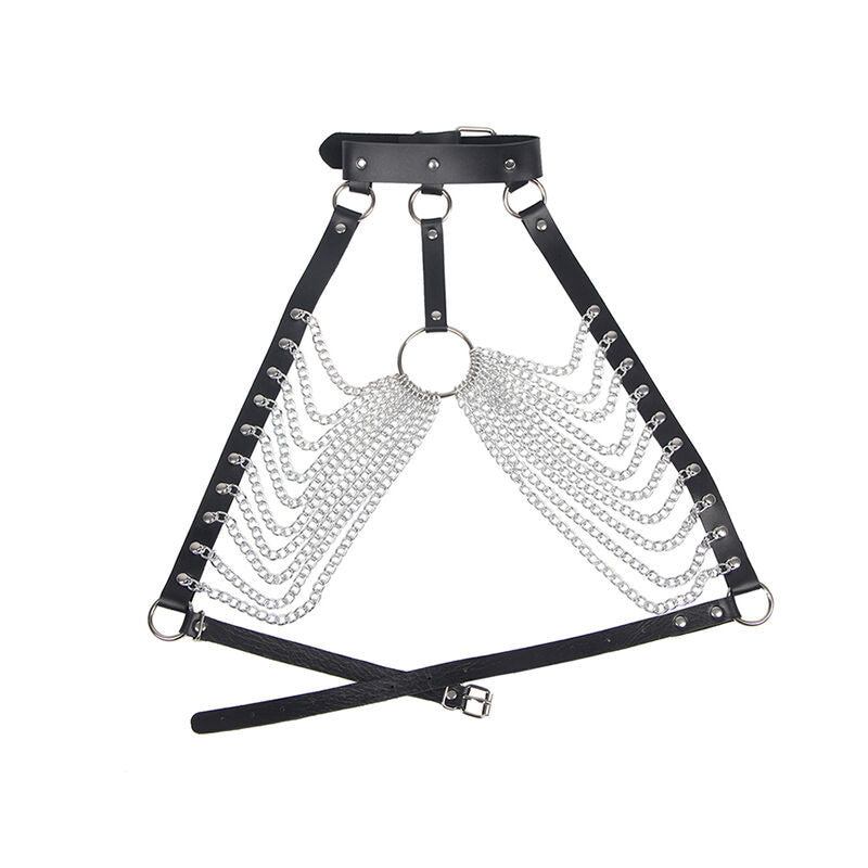 SUBBLIME - HARNAIS POITRINE AVEC GRANDES CHAÎNE S  ANNEAUX TAILLE UNIQUE SUBBLIME FETISH