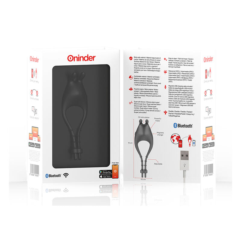 ONINDER - ANNEAU VIBRATEUR RÉGLABLE RECHARGEABLE PAMPA AVEC STIMULATEUR DE CLITORIS 10 VITESSES - APPLICATION GRATUITE ONINDER