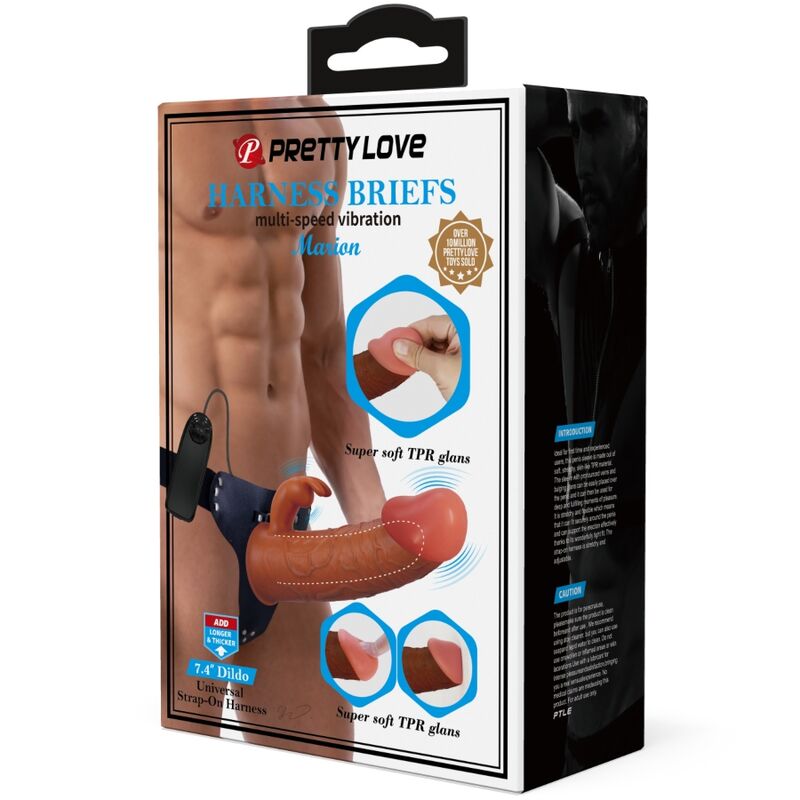 PRETTY LOVE - MARION HARNAIS SLIP UNIVERSEL AVEC DILDO VIBRANT 19 CM MARRON PRETTY LOVE