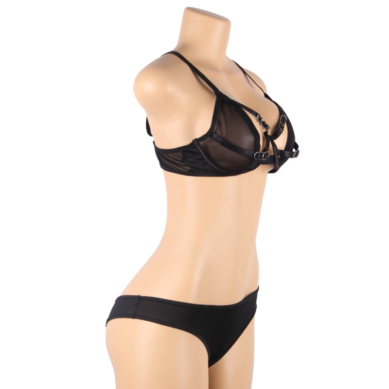 SUBBLIME - ENSEMBLE DEUX PIÈCES DE SOUTIEN-GORGE TRANSPARENT ET BANDES S/M SUBBLIME SETS