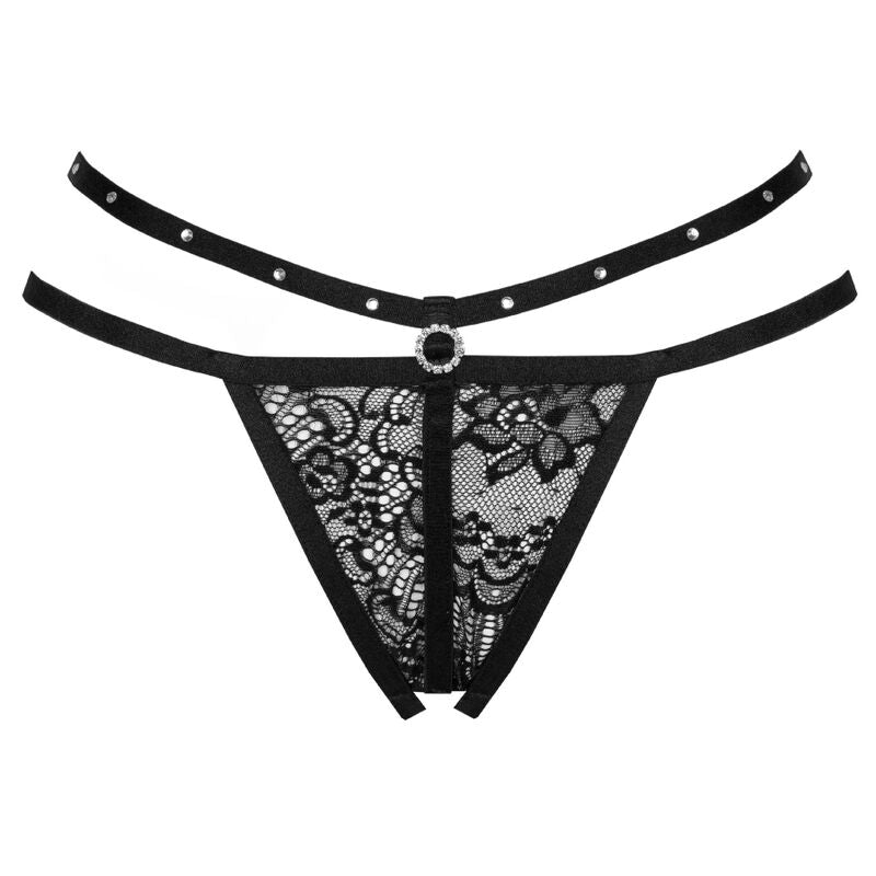 LIVCO CORSETTI FASHION - STRING NOMADE SANS CROTCHLESS NOIR LIVCO CORSETTI PANTIES