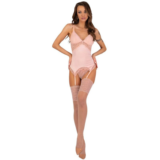 LIVCO CORSETTI FASHION - ENSEMBLE PERSINNE PÊCHE CORSET + CULOTTE + BAS LIVCO CORSETTI SETS