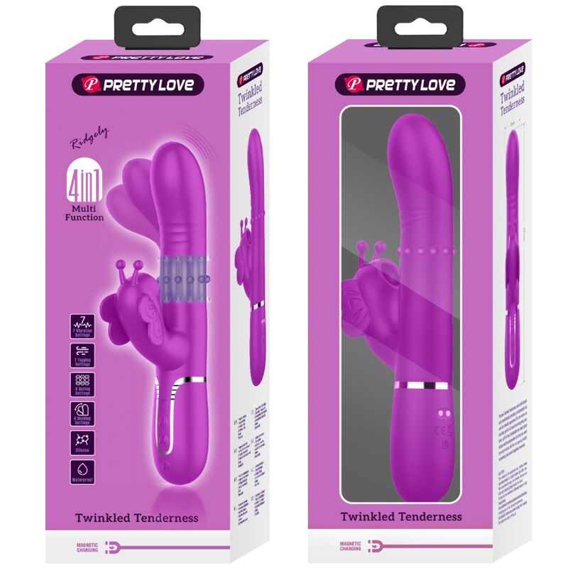 PRETTY LOVE - VIBRATEUR MULTIFONCTION LAPIN 4 EN 1 PAPILLON FUCHSIA PRETTY LOVE FLIRTATION