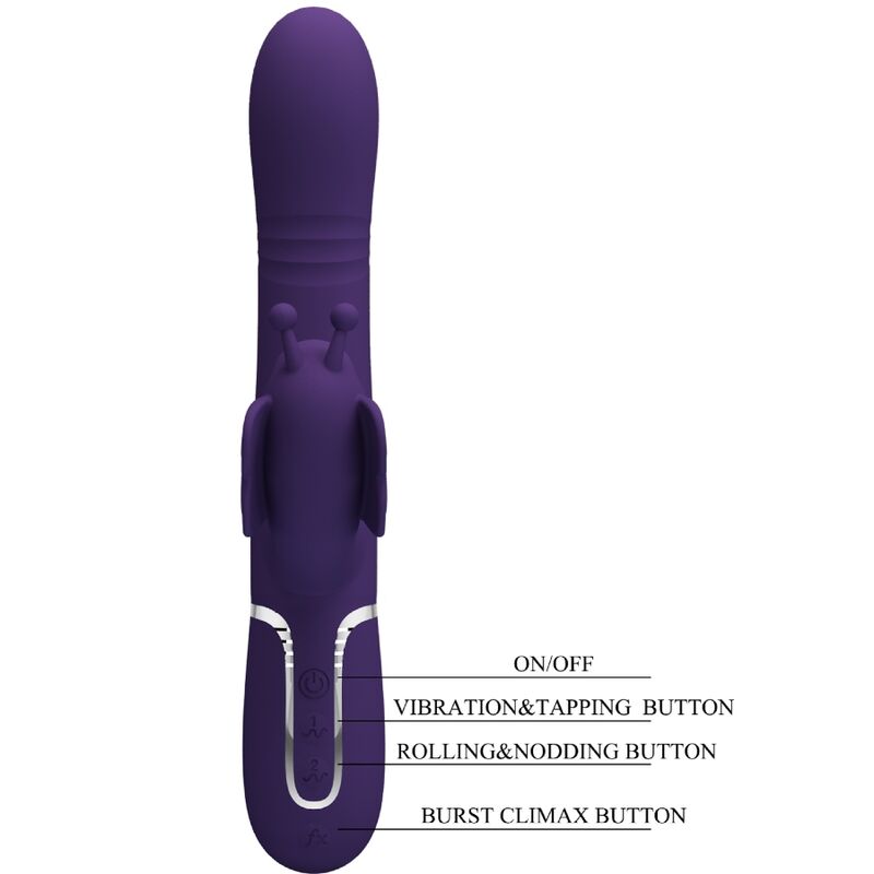 PRETTY LOVE - VIBRATEUR MULTIFONCTION LAPIN 4 EN 1 PAPILLON VIOLET PRETTY LOVE FLIRTATION