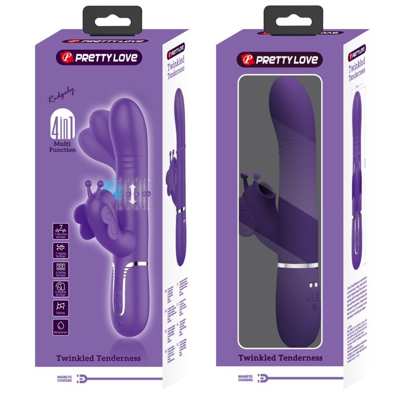 PRETTY LOVE - VIBRATEUR MULTIFONCTION LAPIN 4 EN 1 PAPILLON VIOLET PRETTY LOVE FLIRTATION