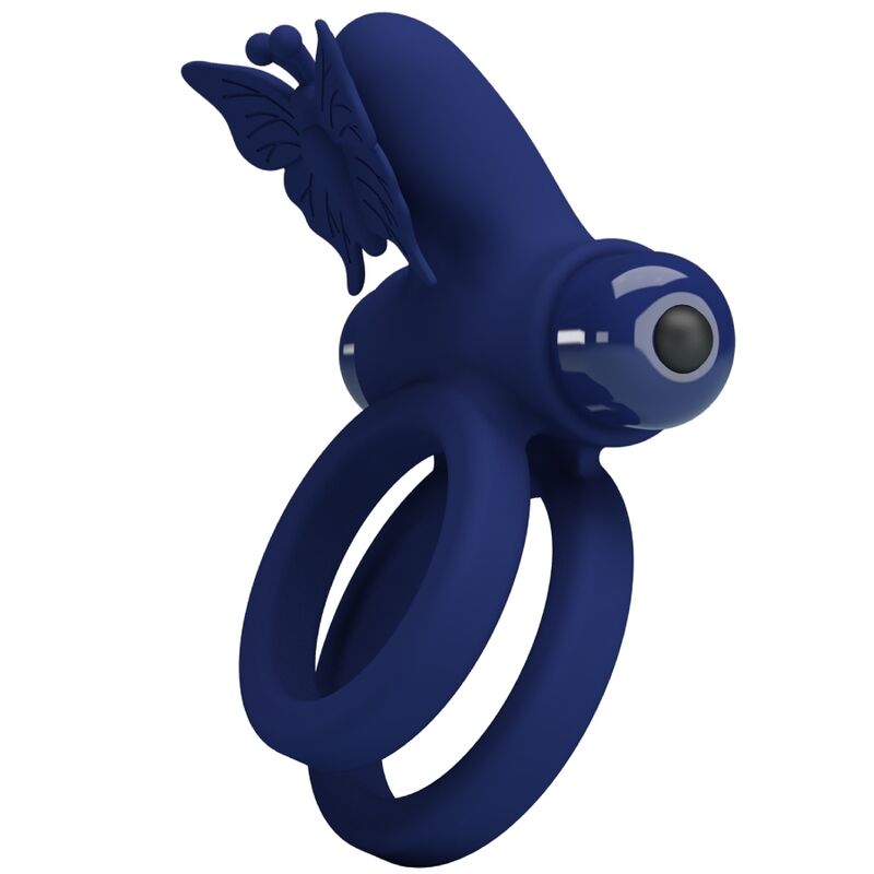 PRETTY LOVE - JAMELE DOUBLE ANNEAU AVEC VIBRATION & STIMULATEUR DE PAPILLON BLEU PRETTY LOVE MALE