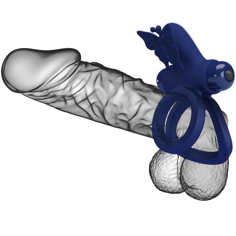 PRETTY LOVE - JAMELE DOUBLE ANNEAU AVEC VIBRATION & STIMULATEUR DE PAPILLON BLEU PRETTY LOVE MALE