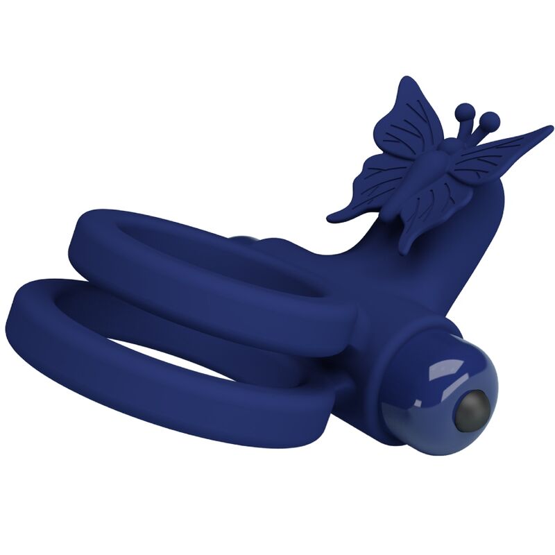 PRETTY LOVE - JAMELE DOUBLE ANNEAU AVEC VIBRATION & STIMULATEUR DE PAPILLON BLEU PRETTY LOVE MALE