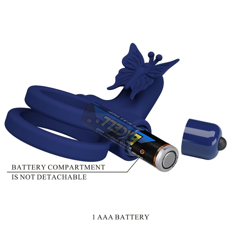 PRETTY LOVE - JAMELE DOUBLE ANNEAU AVEC VIBRATION & STIMULATEUR DE PAPILLON BLEU PRETTY LOVE MALE