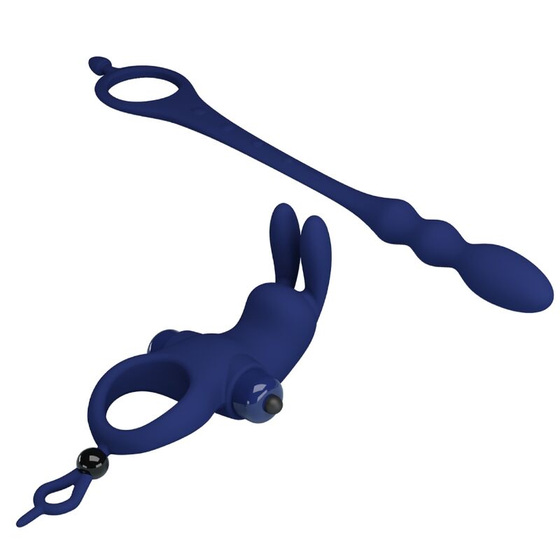 PRETTY LOVE - AYAD ANNEAU VIBRATEUR LAPIN AVEC PLUG BLEU PRETTY LOVE MALE