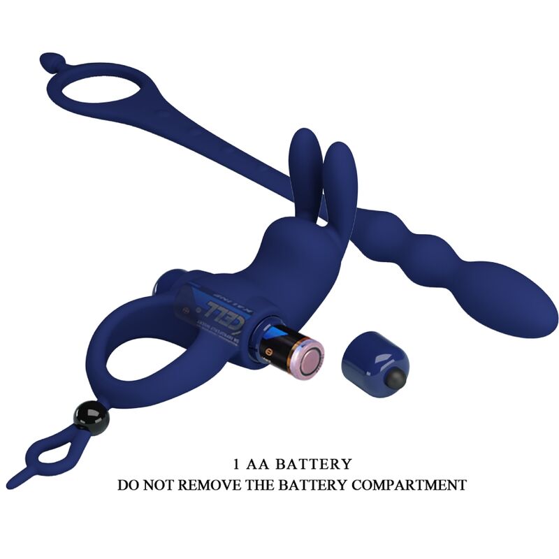 PRETTY LOVE - AYAD ANNEAU VIBRATEUR LAPIN AVEC PLUG BLEU PRETTY LOVE MALE