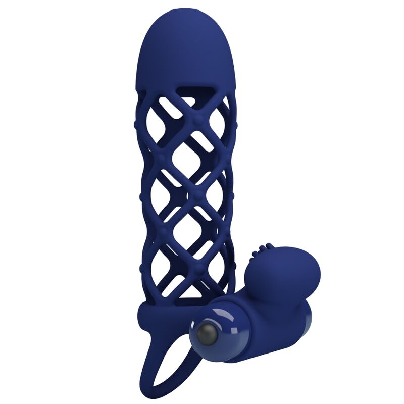 PRETTY LOVE - GIANN ANNEAU VIBRATEUR AVEC GAINE EN SILICONE BLEU PRETTY LOVE MALE