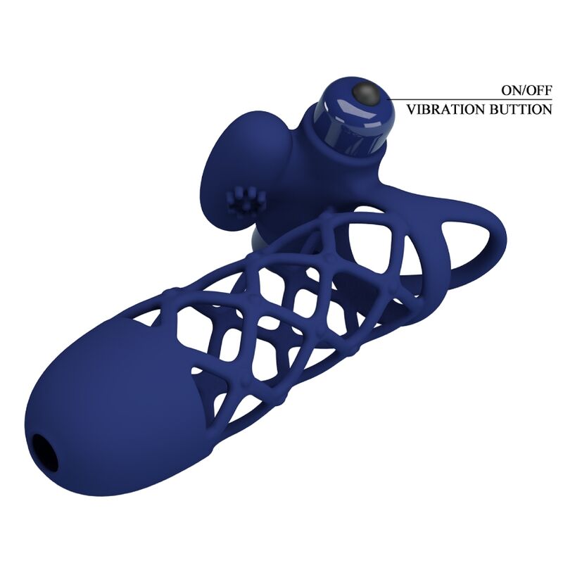 PRETTY LOVE - GIANN ANNEAU VIBRATEUR AVEC GAINE EN SILICONE BLEU PRETTY LOVE MALE