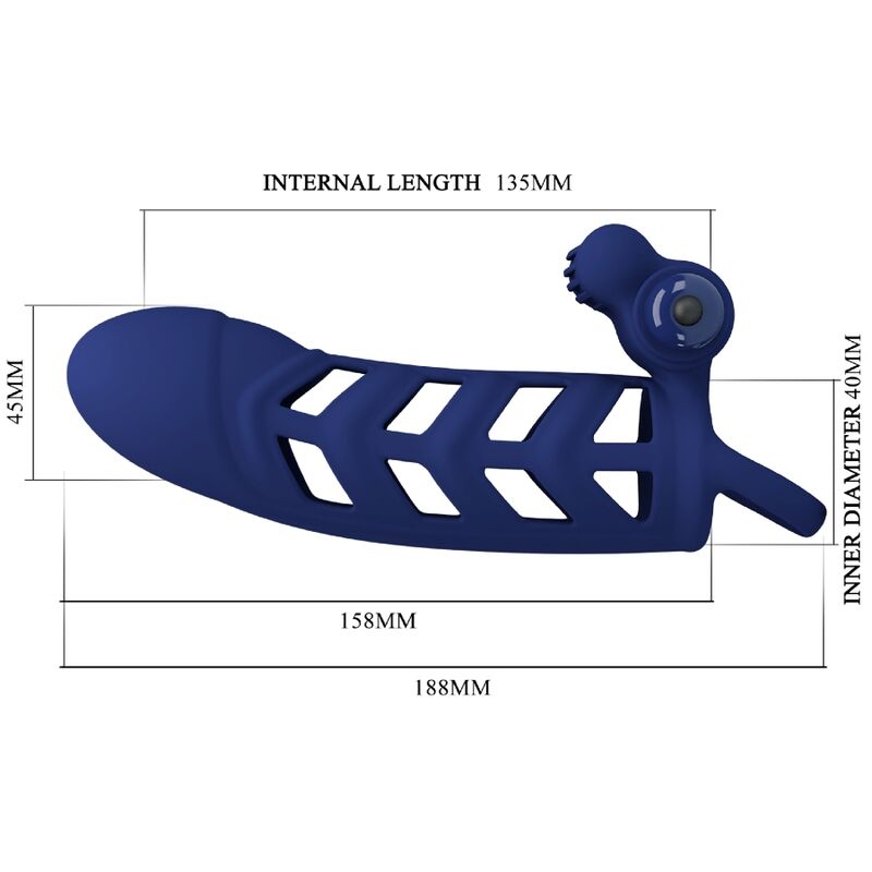 PRETTY LOVE - ALTAF ANNEAU VIBRATEUR AVEC GAINE EN SILICONE BLEU PRETTY LOVE MALE