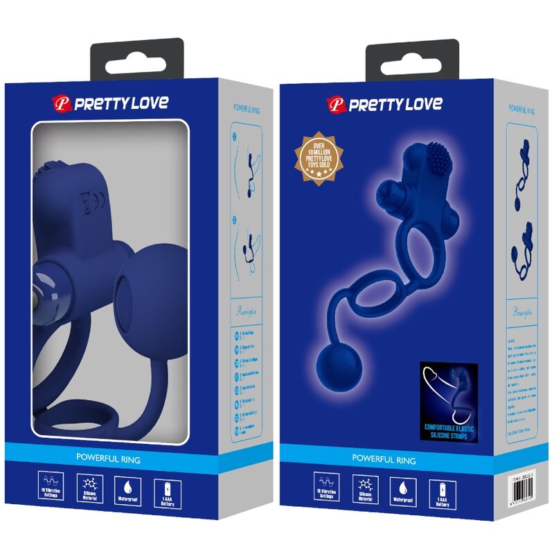 PRETTY LOVE - REMINGTON DOUBLE ANNEAU VIBRANT AVEC PLUG BLEU PRETTY LOVE MALE