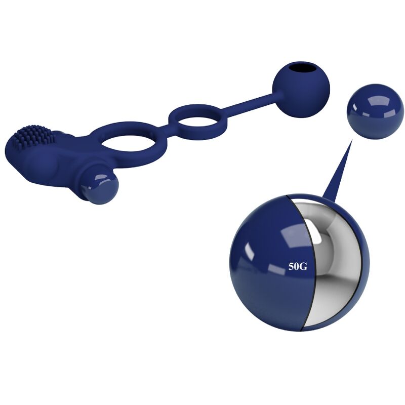 PRETTY LOVE - REMINGTON DOUBLE ANNEAU VIBRANT AVEC PLUG BLEU PRETTY LOVE MALE