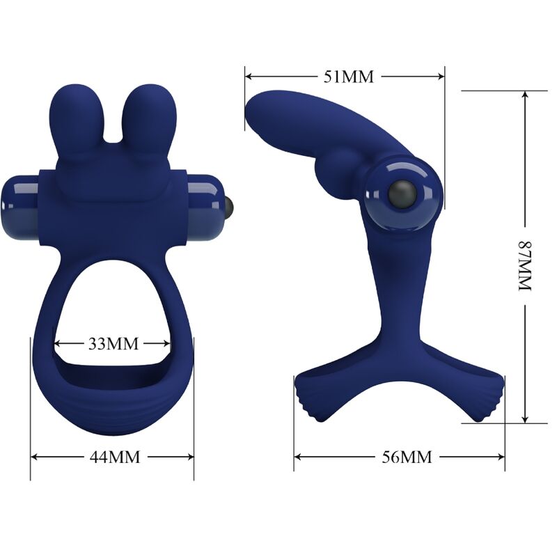 PRETTY LOVE - FRANCISCO DOUBLE ANNEAU VIBRANT LAPIN BLEU PRETTY LOVE MALE