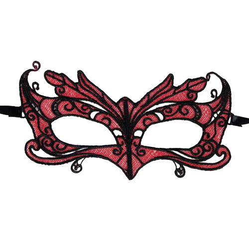 QUEEN LINGERIE - MASQUE EN DENTELLE DÉTAILS ROUGES QUEEN LINGERIE