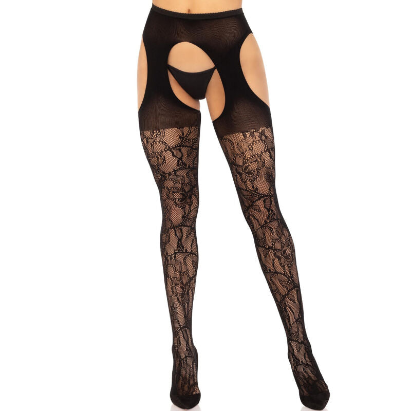 LEG AVENUE - BAS JARRETIÈRE DENTELLE NOIR LEG AVENUE HOSIERY