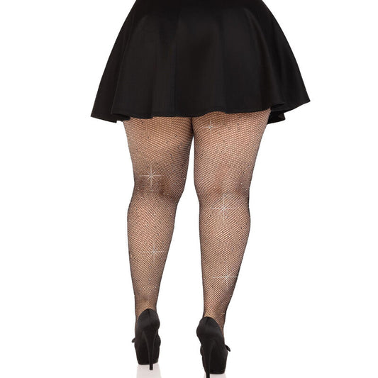 LEG AVENUE - BAS MAILLE CRISTALLISÉE NOIR GRANDE TAILLE LEG AVENUE HOSIERY