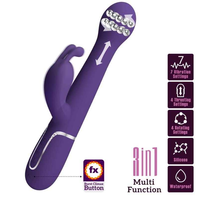 PRETTY LOVE - DEJON VIBRATEUR RABBIT 3 EN 1 MULTIFONCTION VIOLET PRETTY LOVE FLIRTATION