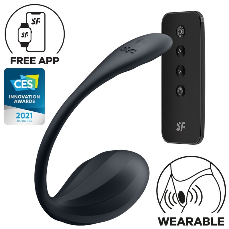 SATISFYER - RIBBED PETAL TÉLÉCOMMANDE DE STIMULATEUR DE POINT G NOIR APPLICATION GRATUITE SATISFYER PARTNER