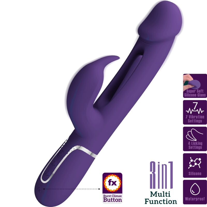 PRETTY LOVE - VIBRATEUR MULTIFONCTION 3 EN 1 KAMPAS RABBIT AVEC LANGUE VIOLET PRETTY LOVE FLIRTATION