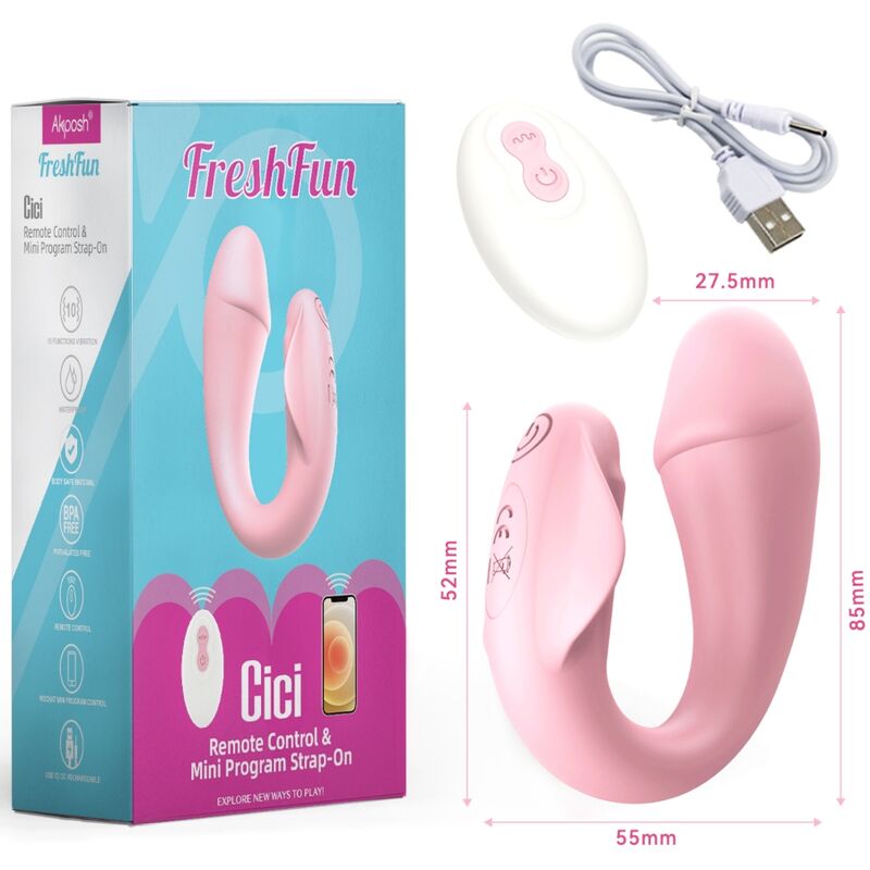 ARMONY - FRESHFUN CICI STAP-ON VIBRATEUR TÉLÉCOMMANDE ET APPLICATION 10 VIBRATIONS ROSE ARMONY VIBRATORS