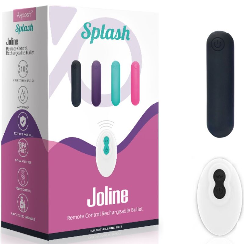 ARMONY - SPLASH JOLINE VIBRATEUR BULLET TÉLÉCOMMANDE EN SILICONE 10 VIBRATIONS 65 X 15 CM NOIR ARMONY STIMULATORS