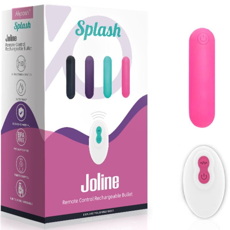 ARMONY - SPLASH JOLINE VIBRATEUR BULLET TÉLÉCOMMANDE EN SILICONE 10 VIBRATIONS 65 X 15 CM ROSE ARMONY STIMULATORS