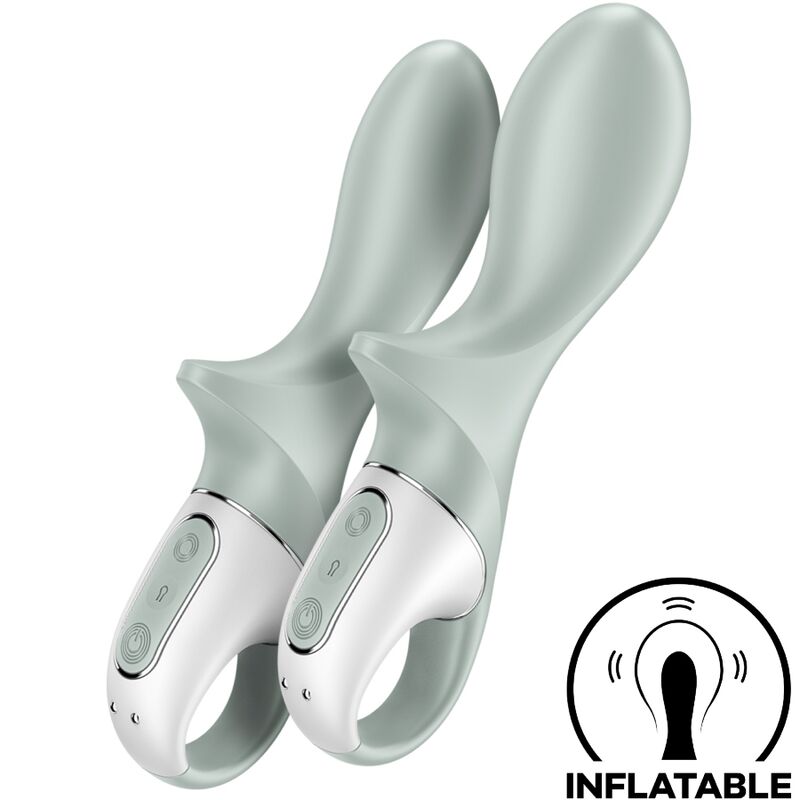 SATISFYER - AIR PUMP BOOTY 3 VIBRATEUR ANAL GONFLABLE GRIS VERT SATISFYER VIBRATOR