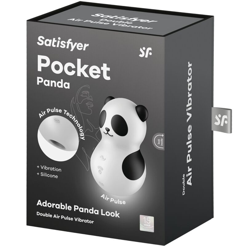 SATISFYER - POCKET PANDA STIMULATEUR & VIBRATEUR NOIR ET BLANC SATISFYER AIR PULSE