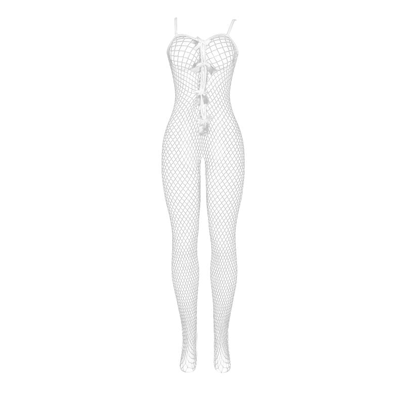 SUBBLIME - 951740 BODYSTOCKING RESILLE BLANCHE ENTREJAMBE AVEC NOEUDS TAILLE UNIQUE SUBBLIME BODYSTOCKINGS