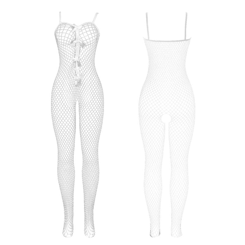 SUBBLIME - 951740 BODYSTOCKING RESILLE BLANCHE ENTREJAMBE AVEC NOEUDS TAILLE UNIQUE SUBBLIME BODYSTOCKINGS